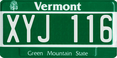 VT license plate XYJ116