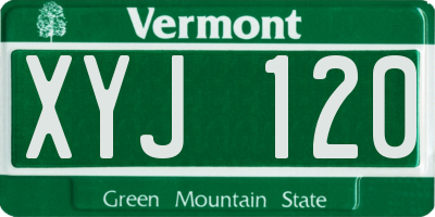 VT license plate XYJ120