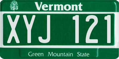 VT license plate XYJ121