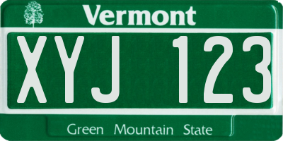 VT license plate XYJ123