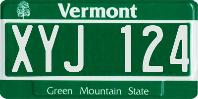 VT license plate XYJ124