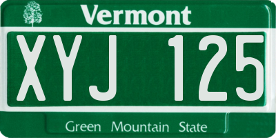 VT license plate XYJ125