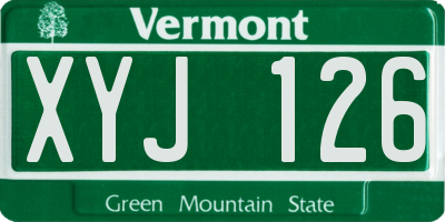 VT license plate XYJ126