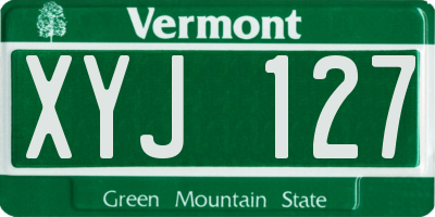 VT license plate XYJ127
