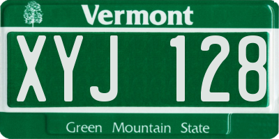 VT license plate XYJ128