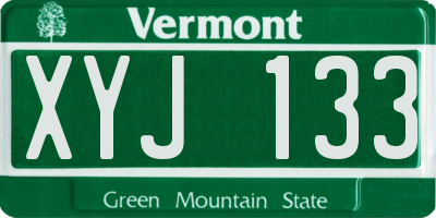 VT license plate XYJ133
