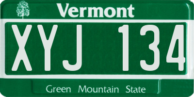 VT license plate XYJ134