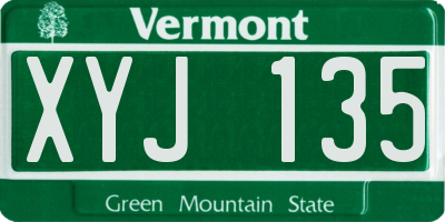 VT license plate XYJ135