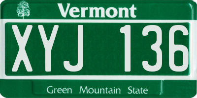 VT license plate XYJ136