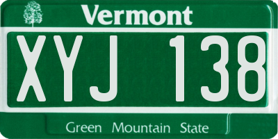 VT license plate XYJ138