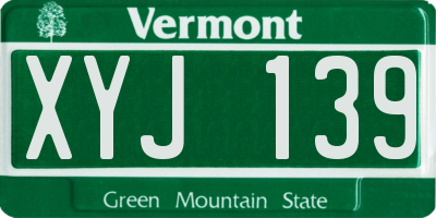 VT license plate XYJ139