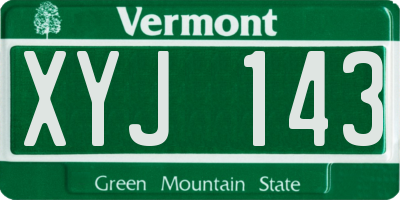 VT license plate XYJ143