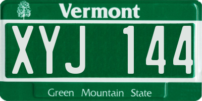 VT license plate XYJ144