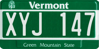 VT license plate XYJ147