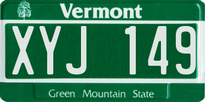 VT license plate XYJ149