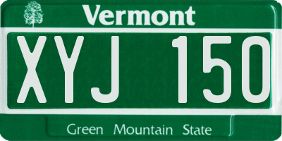 VT license plate XYJ150