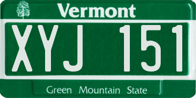 VT license plate XYJ151