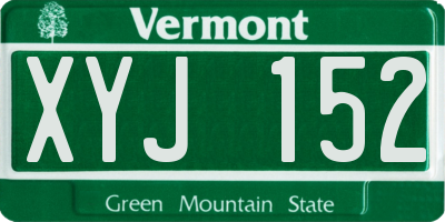 VT license plate XYJ152
