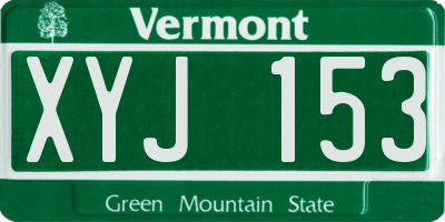 VT license plate XYJ153