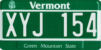 VT license plate XYJ154
