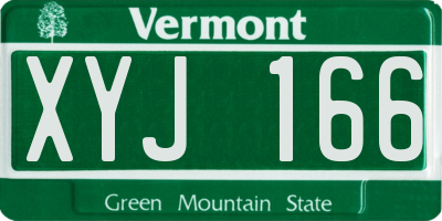 VT license plate XYJ166