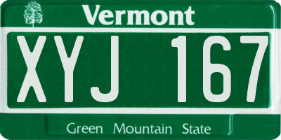 VT license plate XYJ167