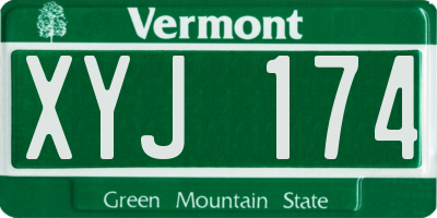 VT license plate XYJ174