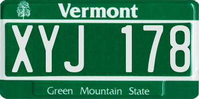 VT license plate XYJ178