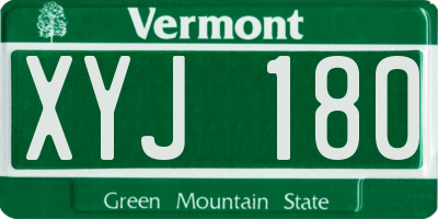 VT license plate XYJ180
