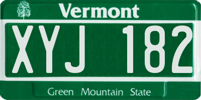 VT license plate XYJ182