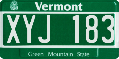 VT license plate XYJ183