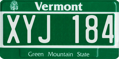 VT license plate XYJ184