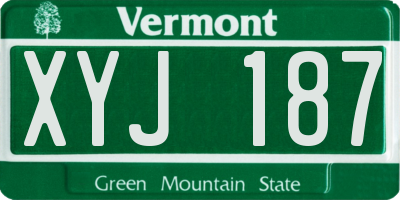 VT license plate XYJ187