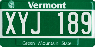 VT license plate XYJ189