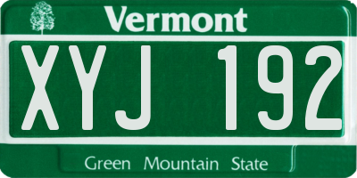 VT license plate XYJ192