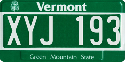 VT license plate XYJ193