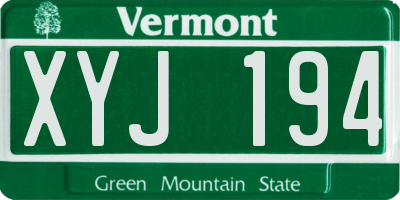 VT license plate XYJ194