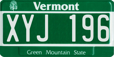 VT license plate XYJ196