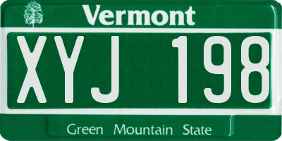 VT license plate XYJ198