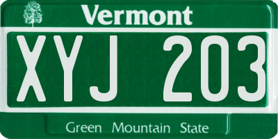 VT license plate XYJ203