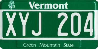 VT license plate XYJ204