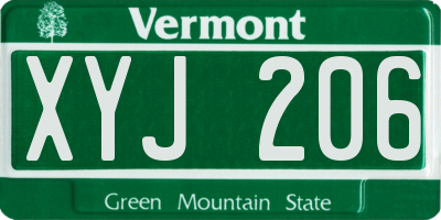 VT license plate XYJ206