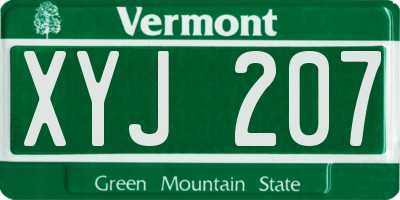 VT license plate XYJ207