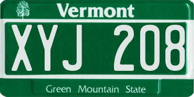 VT license plate XYJ208