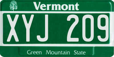 VT license plate XYJ209