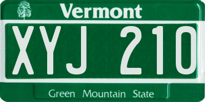 VT license plate XYJ210