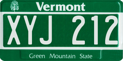 VT license plate XYJ212