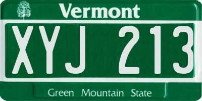 VT license plate XYJ213