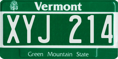 VT license plate XYJ214