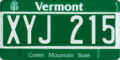 VT license plate XYJ215